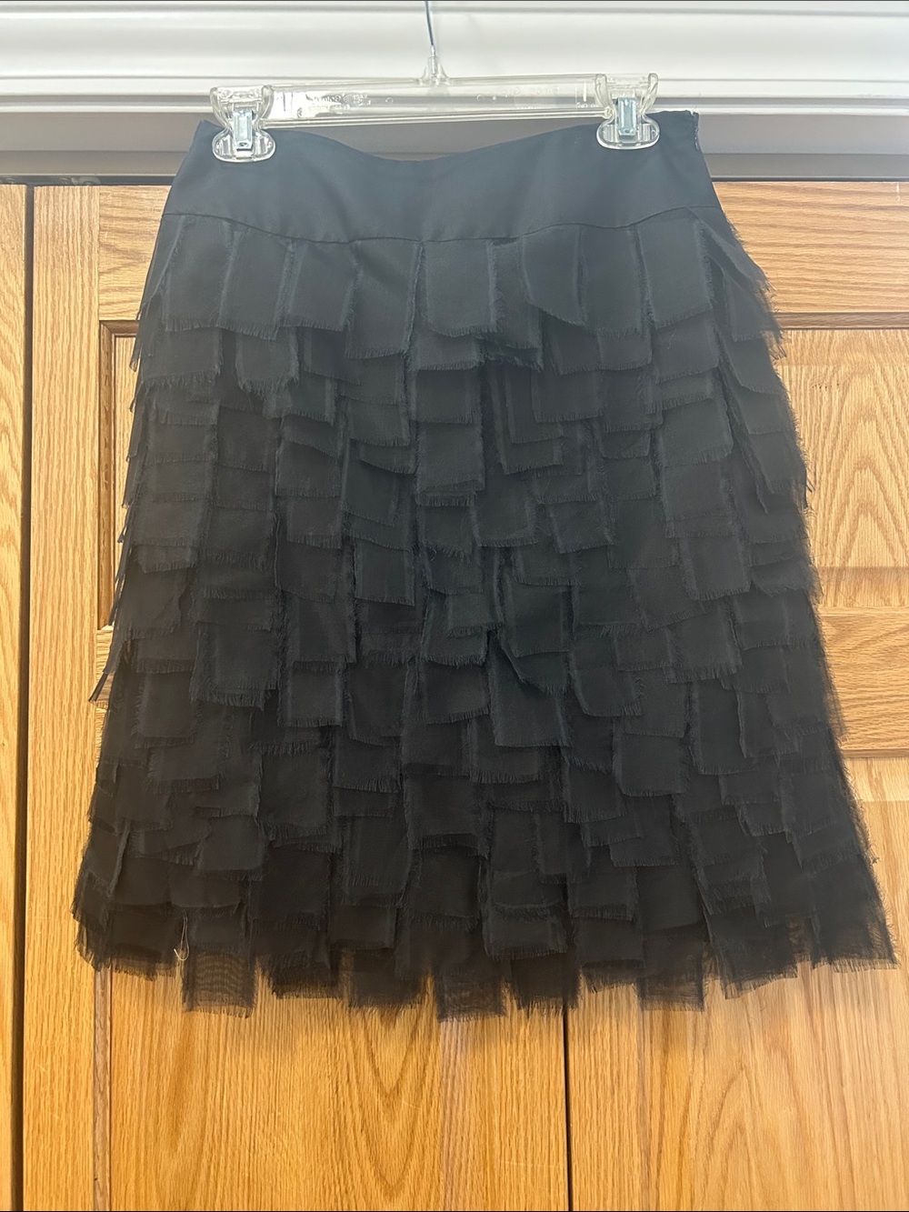Teri Jon Black Layered Square Ruffle Mini Skirt